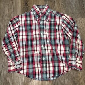 Vintage Tom Sawyer Flannel Shirt Boys 8 Plaid 50s 60s Loop Collar Long Sleeve
